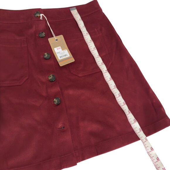 Marine Layer Re-Spun Myra Mini Skirt Cabernet Button-Front (8) front pockets new - Picture 8 of 11
